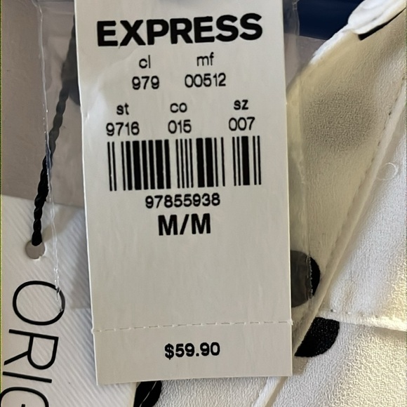 EXPRESS The Portofino Shirt Polka Dot, medium blouse, white and black, brand new - Picture 7 of 7